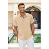 imageCOOFANDY Mens Casual Linen Shirts Short Sleeve Button Down Shirt Summer Beach TopsBeige