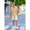 imageCOOFANDY Mens Casual Linen Shirts Short Sleeve Button Down Shirt Summer Beach TopsBeige