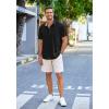 imageCOOFANDY Mens Casual Linen Shirts Short Sleeve Button Down Shirt Summer Beach TopsBlack