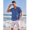 imageCOOFANDY Mens Casual Linen Shirts Short Sleeve Button Down Shirt Summer Beach TopsBlue