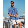 imageCOOFANDY Mens Casual Linen Shirts Short Sleeve Button Down Shirt Summer Beach TopsBlue