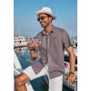imageCOOFANDY Mens Casual Linen Shirts Short Sleeve Button Down Shirt Summer Beach TopsDark Grey