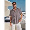 imageCOOFANDY Mens Casual Linen Shirts Short Sleeve Button Down Shirt Summer Beach TopsDark Grey