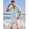 imageCOOFANDY Mens Casual Linen Shirts Short Sleeve Button Down Shirt Summer Beach TopsGreen