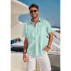 imageCOOFANDY Mens Casual Linen Shirts Short Sleeve Button Down Shirt Summer Beach TopsGreen