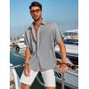imageCOOFANDY Mens Casual Linen Shirts Short Sleeve Button Down Shirt Summer Beach TopsGrey