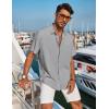 imageCOOFANDY Mens Casual Linen Shirts Short Sleeve Button Down Shirt Summer Beach TopsGrey