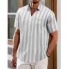 imageCOOFANDY Mens Casual Linen Shirts Short Sleeve Button Down Shirt Summer Beach TopsGrey Stripe