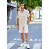 imageCOOFANDY Mens Casual Linen Shirts Short Sleeve Button Down Shirt Summer Beach TopsKhaki