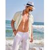 imageCOOFANDY Mens Casual Linen Shirts Short Sleeve Button Down Shirt Summer Beach TopsKhaki
