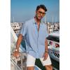 imageCOOFANDY Mens Casual Linen Shirts Short Sleeve Button Down Shirt Summer Beach TopsLight Blue