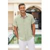 imageCOOFANDY Mens Casual Linen Shirts Short Sleeve Button Down Shirt Summer Beach TopsLight Green
