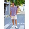 imageCOOFANDY Mens Casual Linen Shirts Short Sleeve Button Down Shirt Summer Beach TopsLight Purple