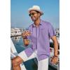 imageCOOFANDY Mens Casual Linen Shirts Short Sleeve Button Down Shirt Summer Beach TopsLight Purple