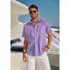 imageCOOFANDY Mens Casual Linen Shirts Short Sleeve Button Down Shirt Summer Beach TopsLight Purple