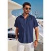 imageCOOFANDY Mens Casual Linen Shirts Short Sleeve Button Down Shirt Summer Beach TopsNavy Blue