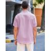 imageCOOFANDY Mens Casual Linen Shirts Short Sleeve Button Down Shirt Summer Beach TopsPink