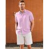 imageCOOFANDY Mens Casual Linen Shirts Short Sleeve Button Down Shirt Summer Beach TopsPink