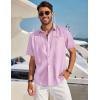 imageCOOFANDY Mens Casual Linen Shirts Short Sleeve Button Down Shirt Summer Beach TopsPink