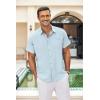 imageCOOFANDY Mens Casual Linen Shirts Short Sleeve Button Down Shirt Summer Beach TopsSky Blue