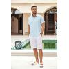 imageCOOFANDY Mens Casual Linen Shirts Short Sleeve Button Down Shirt Summer Beach TopsSky Blue