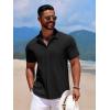 imageCOOFANDY Mens Casual Short Sleeve Button Down Summer Beach Shirt Lightweight Textured Wrinkle Free Stretch ShirtsBlack