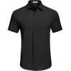 imageCOOFANDY Mens Casual Short Sleeve Button Down Summer Beach Shirt Lightweight Textured Wrinkle Free Stretch ShirtsBlack