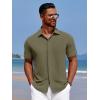 imageCOOFANDY Mens Casual Short Sleeve Button Down Summer Beach Shirt Lightweight Textured Wrinkle Free Stretch ShirtsChive