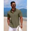 imageCOOFANDY Mens Casual Short Sleeve Button Down Summer Beach Shirt Lightweight Textured Wrinkle Free Stretch ShirtsChive