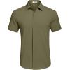 imageCOOFANDY Mens Casual Short Sleeve Button Down Summer Beach Shirt Lightweight Textured Wrinkle Free Stretch ShirtsChive