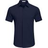 imageCOOFANDY Mens Casual Short Sleeve Button Down Summer Beach Shirt Lightweight Textured Wrinkle Free Stretch ShirtsMedieval Blue