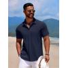 imageCOOFANDY Mens Casual Short Sleeve Button Down Summer Beach Shirt Lightweight Textured Wrinkle Free Stretch ShirtsMedieval Blue