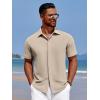 imageCOOFANDY Mens Casual Short Sleeve Button Down Summer Beach Shirt Lightweight Textured Wrinkle Free Stretch ShirtsOyster Gray