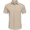 imageCOOFANDY Mens Casual Short Sleeve Button Down Summer Beach Shirt Lightweight Textured Wrinkle Free Stretch ShirtsOyster Gray