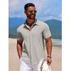 imageCOOFANDY Mens Casual Short Sleeve Button Down Summer Beach Shirt Lightweight Textured Wrinkle Free Stretch ShirtsQuiet Gray