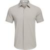 imageCOOFANDY Mens Casual Short Sleeve Button Down Summer Beach Shirt Lightweight Textured Wrinkle Free Stretch ShirtsQuiet Gray