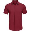 imageCOOFANDY Mens Casual Short Sleeve Button Down Summer Beach Shirt Lightweight Textured Wrinkle Free Stretch ShirtsScarlet