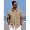 imageCOOFANDY Mens Casual Short Sleeve Button Down Summer Beach Shirt Lightweight Textured Wrinkle Free Stretch ShirtsSesame