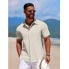 imageCOOFANDY Mens Casual Short Sleeve Button Down Summer Beach Shirt Lightweight Textured Wrinkle Free Stretch ShirtsVanilla Ice
