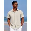 imageCOOFANDY Mens Casual Short Sleeve Button Down Summer Beach Shirt Lightweight Textured Wrinkle Free Stretch ShirtsVanilla Ice