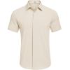 imageCOOFANDY Mens Casual Short Sleeve Button Down Summer Beach Shirt Lightweight Textured Wrinkle Free Stretch ShirtsVanilla Ice