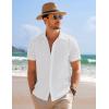 imageCOOFANDY Mens Casual Short Sleeve Button Down Summer Beach Shirt Lightweight Textured Wrinkle Free Stretch ShirtsWhite