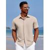 imageCOOFANDY Mens Casual Short Sleeve Button Down Summer Beach Shirt Lightweight Textured Wrinkle Free Stretch ShirtsWood Ash