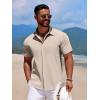 imageCOOFANDY Mens Casual Short Sleeve Button Down Summer Beach Shirt Lightweight Textured Wrinkle Free Stretch ShirtsWood Ash