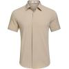 imageCOOFANDY Mens Casual Short Sleeve Button Down Summer Beach Shirt Lightweight Textured Wrinkle Free Stretch ShirtsWood Ash