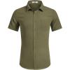 imageCOOFANDY Mens Casual Short Sleeve Shirts Button Down Textured Shirts Summer Beach Shirt with PocketArmy Green