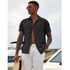 imageCOOFANDY Mens Casual Short Sleeve Shirts Button Down Textured Shirts Summer Beach Shirt with PocketBlack