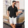 imageCOOFANDY Mens Casual Short Sleeve Shirts Button Down Textured Shirts Summer Beach Shirt with PocketBlack