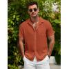 imageCOOFANDY Mens Casual Short Sleeve Shirts Button Down Textured Shirts Summer Beach Shirt with PocketBrown