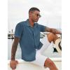 imageCOOFANDY Mens Casual Short Sleeve Shirts Button Down Textured Shirts Summer Beach Shirt with PocketGrey Blue